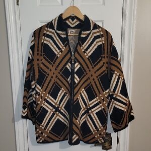 Anne Klein Brown and Cream Knit Jacket